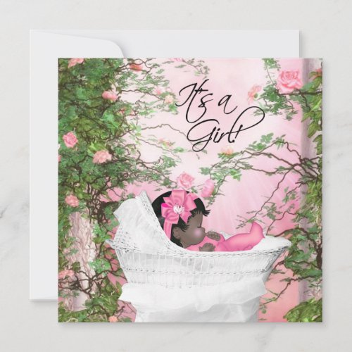 Pink Rose Garden Baby Girl Shower Invitations