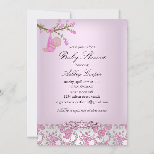 Pink Rose Garden Baby Shower Invitation