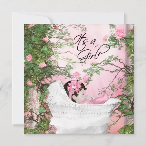 Pink Rose Garden Baby Girl Shower Invitations