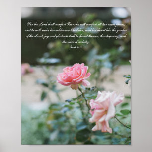 Pink Rose Garden Bible Verse Poster