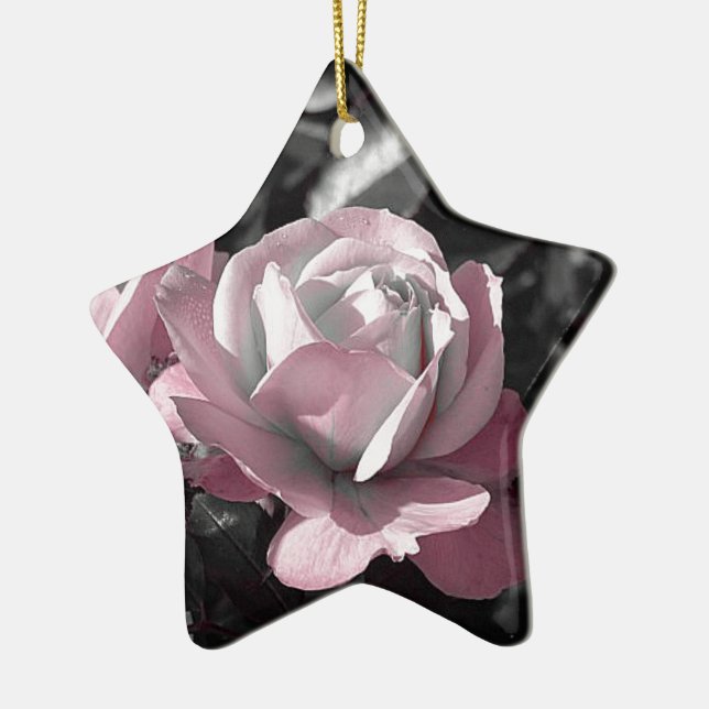 Pink Rose Garden Ceramic Ornament (Left)
