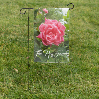 Pink rose garden flag