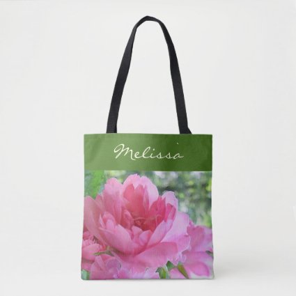 Pink Rose Garden Flower Floral Tote Bag