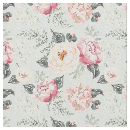 Pink Rose Garden Flower Pattern Fabric