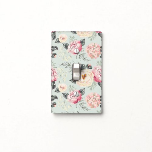 Pink Rose Garden Flower Pattern Light Switch Cover