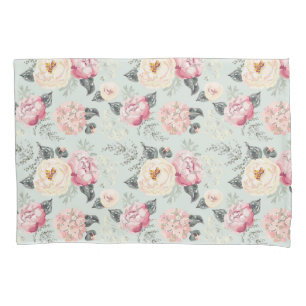Pink Rose Garden Flower Pattern Pillow Case