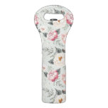 Pink Rose Garden Flower Pattern Wine Bag