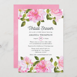 Pink Rose Garden Virtual Shower Invitation