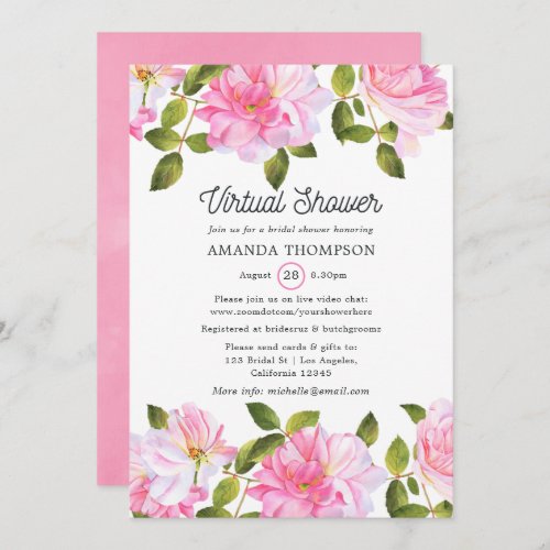 Pink Rose Garden Virtual Shower Invitation