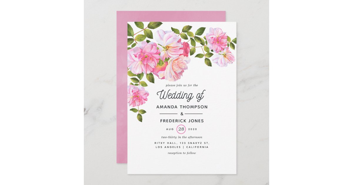 Pink Rose Garden Wedding Invitation | Zazzle