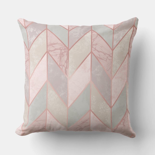 Pink Rose Geometric Designer Pillow (Front)