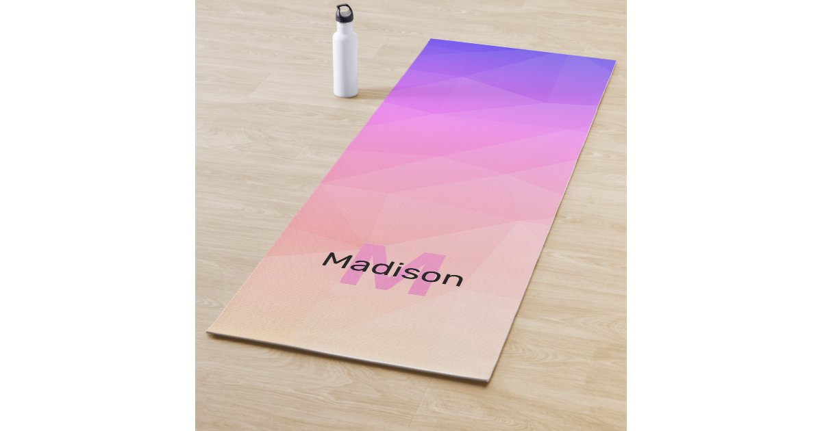 Hot pink Gradient Geometric Mesh Pattern Monogram Yoga Mat