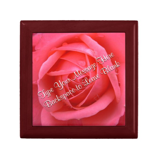 Pink Rose Gift Box Personalize Rose Jewelry Box (Front)