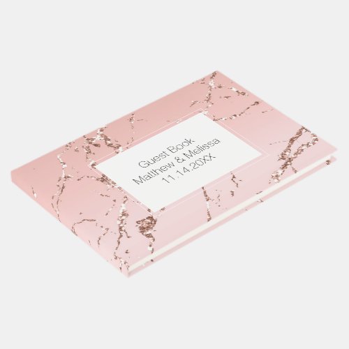 Pink Rose Glam Glitter Wedding Guest Book