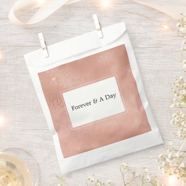 Pink Rose Glam Lace Wedding Favor Bag (Clipped)