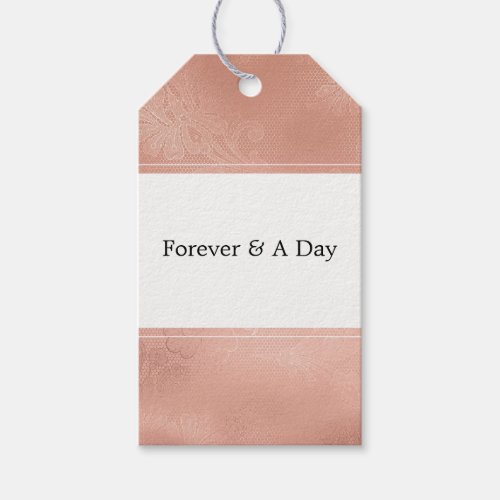 Pink Rose Glam Lace Wedding Gift Tags