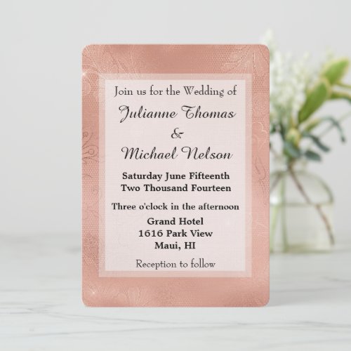 Pink Rose Glam Lace Wedding Invitation
