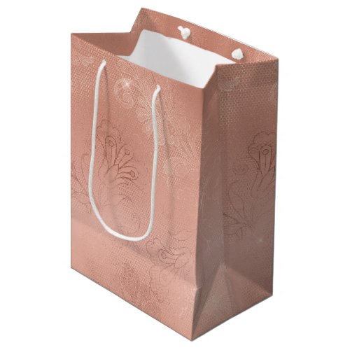 Pink Rose Glam Lace Wedding Medium Gift Bag