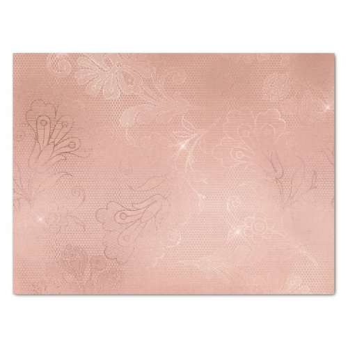 Pink Rose Glam Lace Wedding Tissue Paper