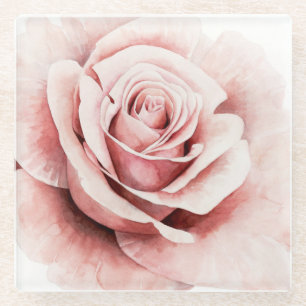 Pink Rose Glass Coaster