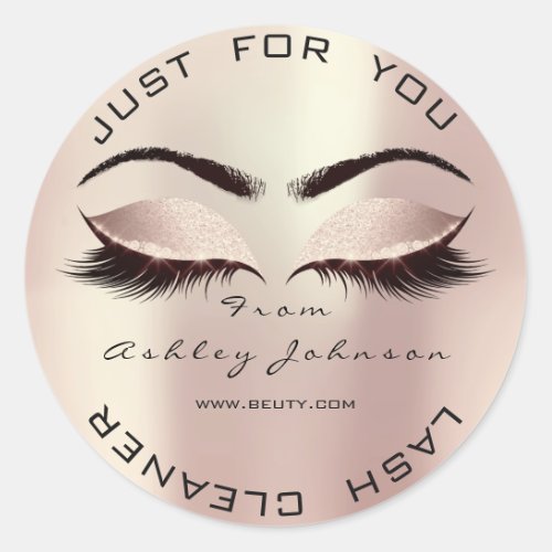 Pink Rose Glitter Blush Lashes Makeup Cleaner Classic Round Sticker