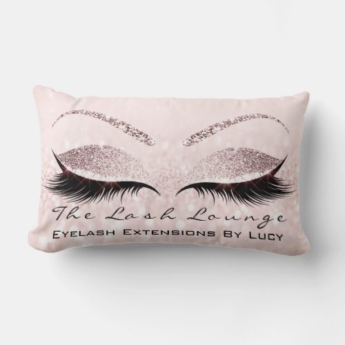 Pink Rose Glitter Eyes Makeup Lashes Beauty Blogge Lumbar Pillow