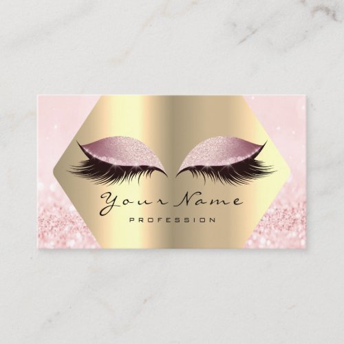 Pink Rose Glitter Makeup Artist Lashes Extension Business Card
