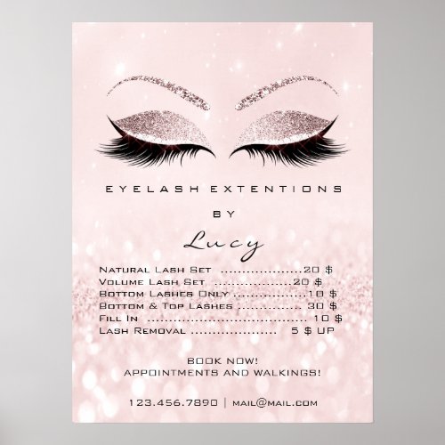 Pink Rose Glitter Makeup Eyes Lashes Prices Poster