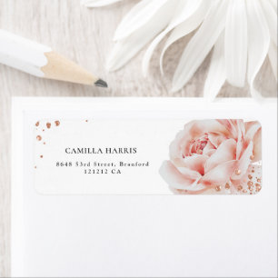 Pink Rose Glitter Return Address Label