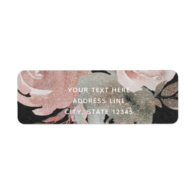 Pink Rose Glitter Roses Dark Floral Glam Elegant Label (Front)