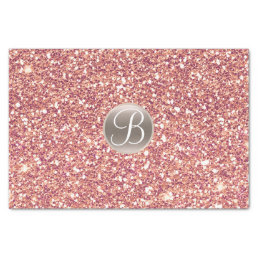 Pink Rose Glitter Sparkle Glam Monogram Initial Tissue Paper