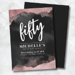 Pink Rose Gold 50th Birthday Invitation<br><div class="desc">Fun Girly Watercolor Black Rose Gold 50th Birthday Invitation. You can change it to any birthday year! 30, 40, 60 or even for other events entirely! Let's celebrate that she's fifty with this elegant but girly black and pink or rose gold fiftieth birthday party invite. Featuring a trendy black background...</div>