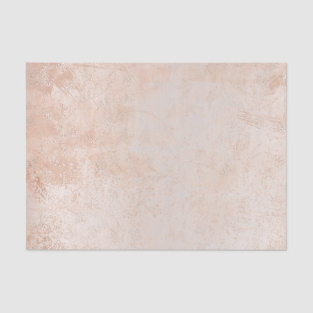 Pink Rose Gold Abstract Metallic Peach Silver Lux Tissue Paper (Front)