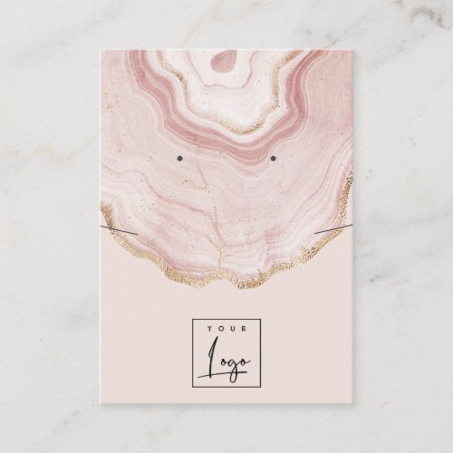 Pink Rose Gold Agate Logo Necklace Earring Display Business Card