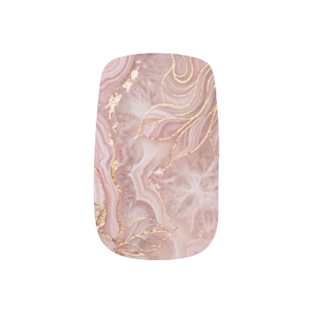 Pink Rose Gold Agate Nail Art  (Left Thumb)