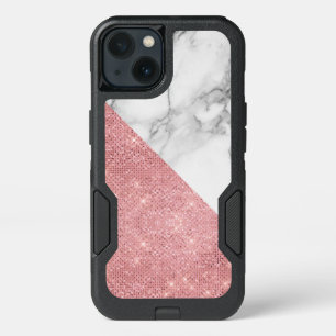 Pink Rose Gold and White Marble Pattern iPhone 13 Case