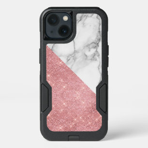 Pink Rose Gold and White Marble Pattern iPhone 13 Case