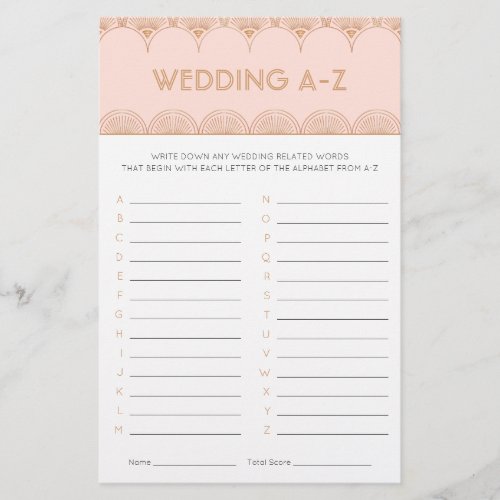 Pink Rose Gold Art Deco Vintage Bridal Shower Game