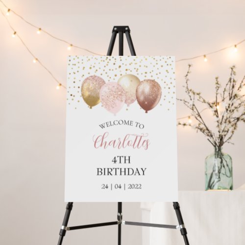 Pink  Rose Gold Balloon Welcome Sign Template