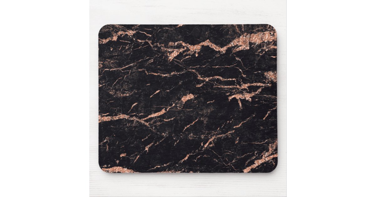 Pink Rose Gold Black Glitter Marble Stone Mouse Pad | Zazzle