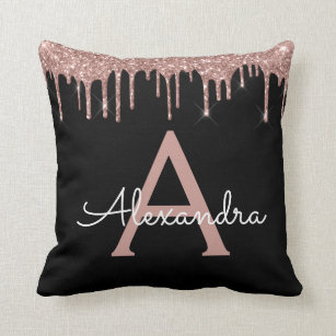 pink and black throw pillows