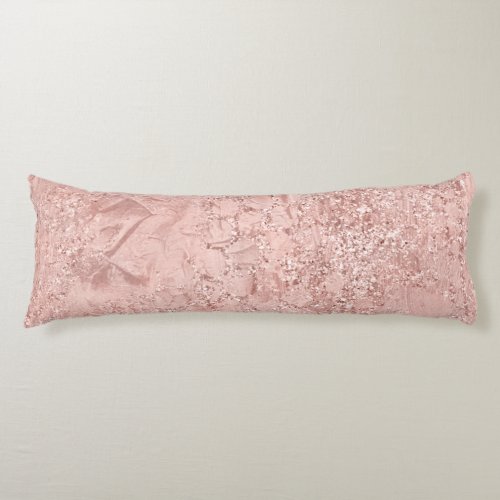 Pink Rose Gold Blush Glitter Glam Glass Metallic Body Pillow