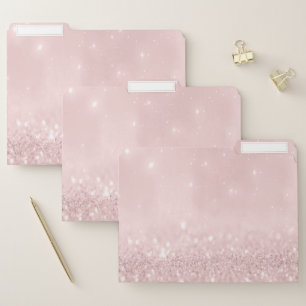 Pink Rose Gold Blush Glitter Gray Beauty Blogger File Folder