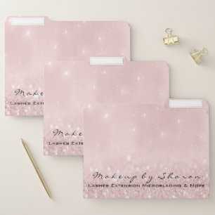 Pink Rose Gold Blush Glitter Powder Gray Beauty File Folder