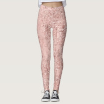 Geometric Navy Blue Peach Marble and Rose Gold Leggings