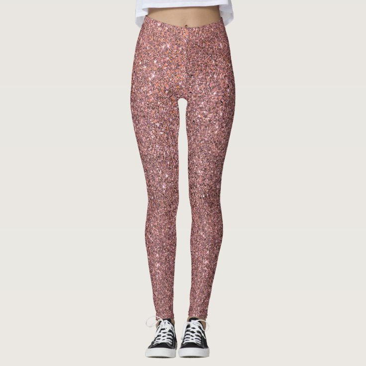 Pink Rose Gold Blush Glitter Sparkle Leggings | Zazzle