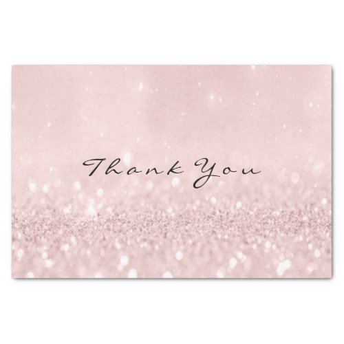 Pink Rose Gold Blush Glitter Thank You Name Tissue Paper