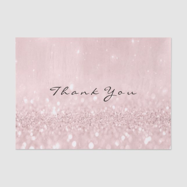 Pink Rose Gold Blush Glitter Thank You Name Tissue Paper (Front)