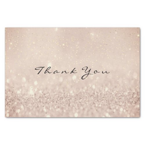 Pink Rose Gold Blush Glitter Thank You Skinny Tissue Paper