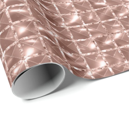 Pink Rose Gold Blush Grill Powder Spark Crystals Wrapping Paper